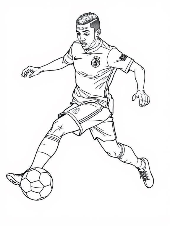 kylian mbappe soccer coloring page