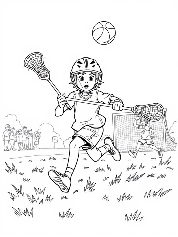 lacrosse action scene coloring