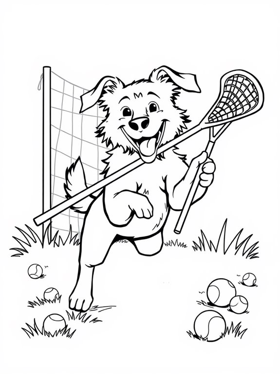 lacrosse themed dog illustration