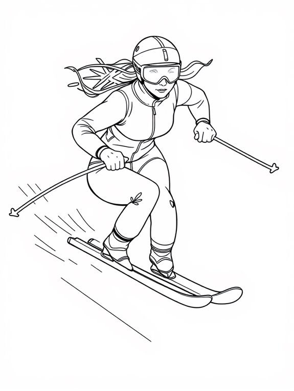 lindsey vonn skiing coloring page