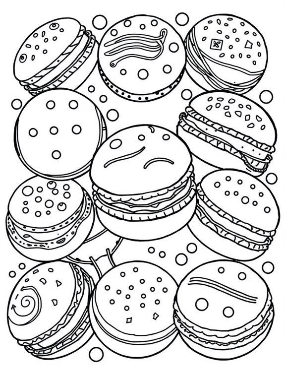 macaron pickleball coloring page