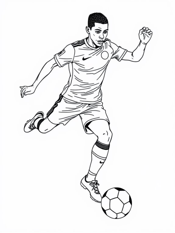 mbappe coloring page action