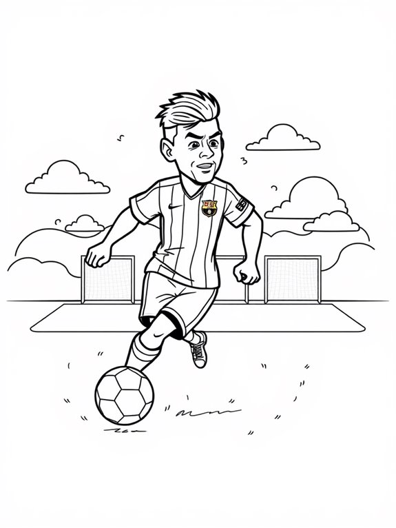 messi cartoon coloring page