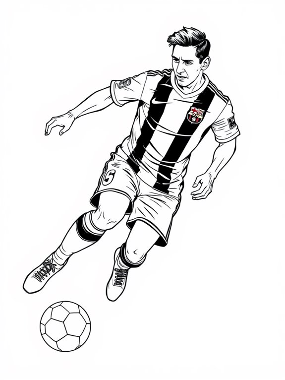 messi dribbling coloring page