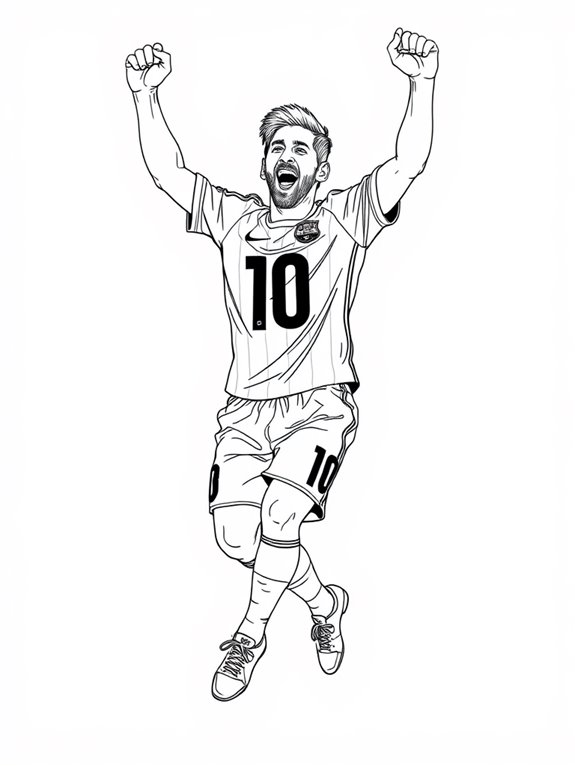 messi goal celebration coloring page