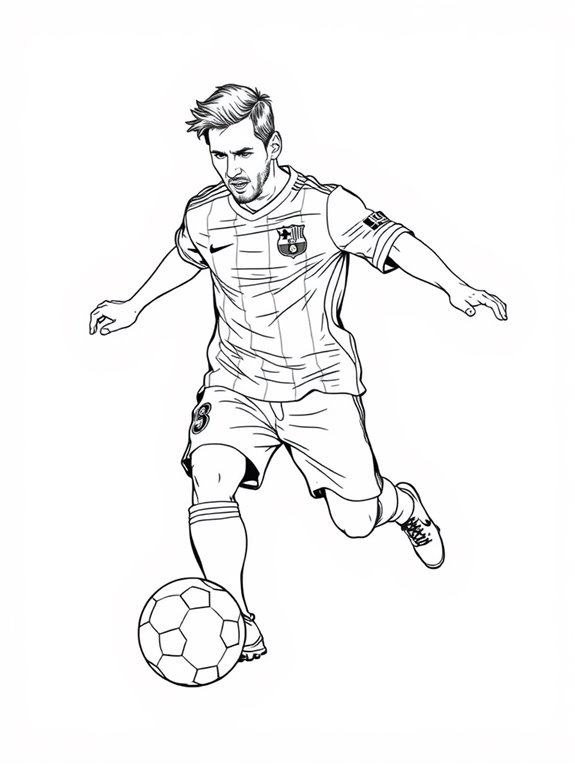 messi kicking coloring page