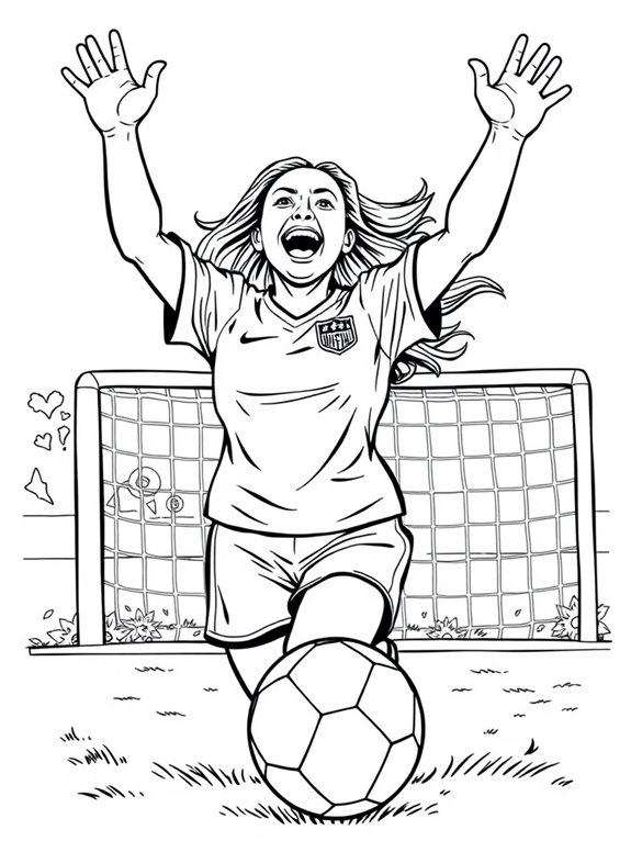 mia hamm goal celebration coloring