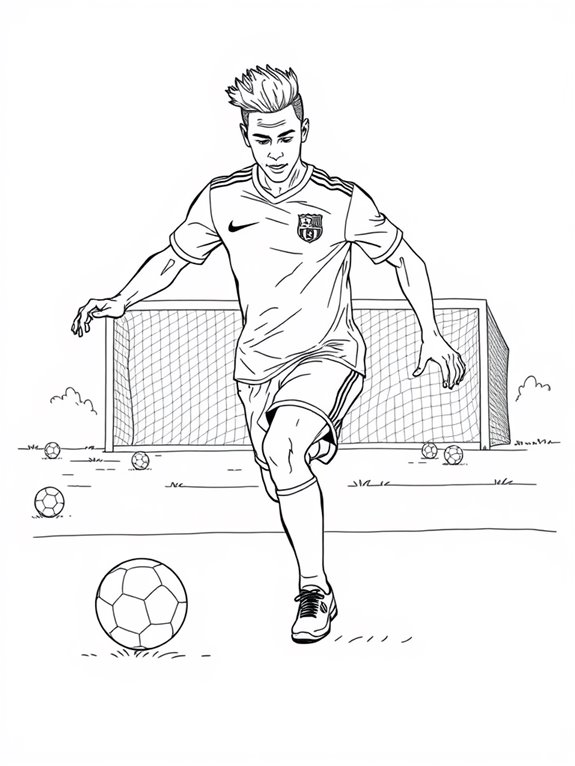 neymar jr soccer coloring page