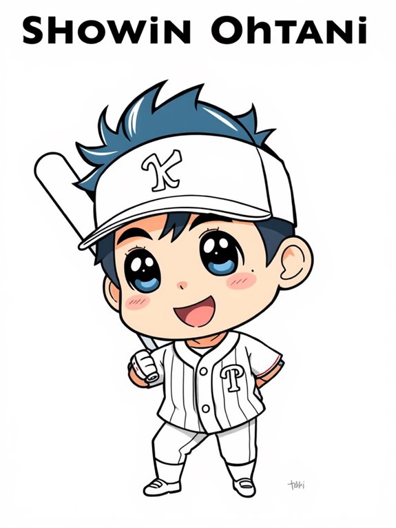 ohtani chibi coloring page