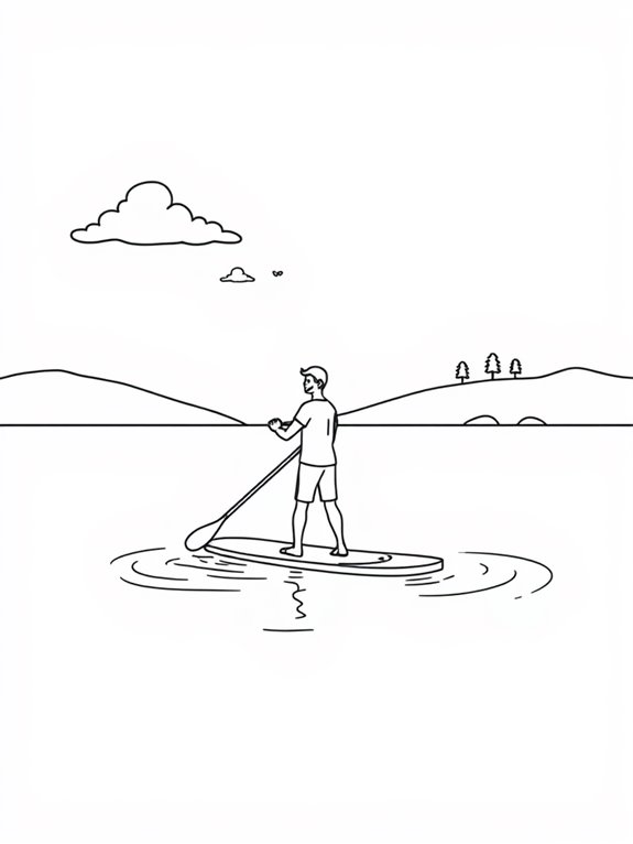 paddleboarding coloring page design