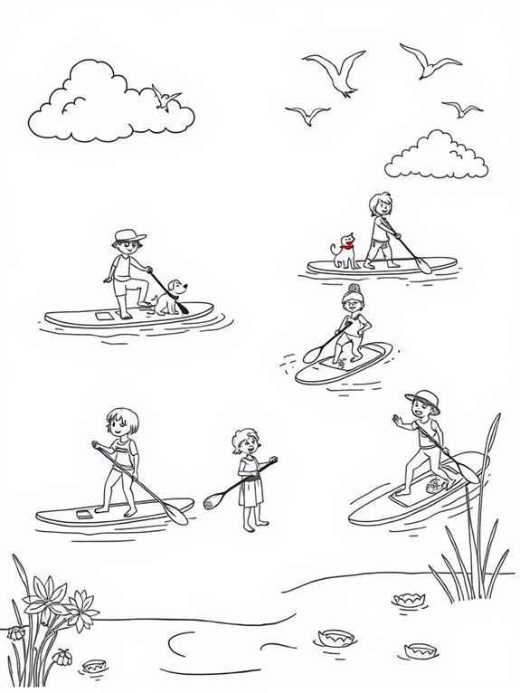 paddleboarding coloring page fun