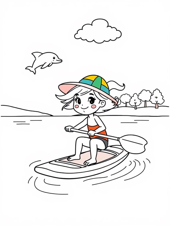 paddleboarding coloring page fun