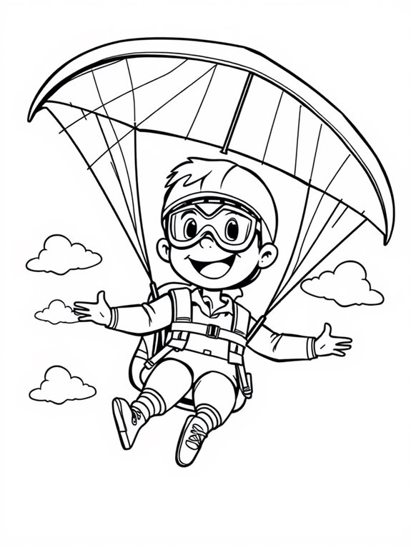 paragliding cartoon kid fun