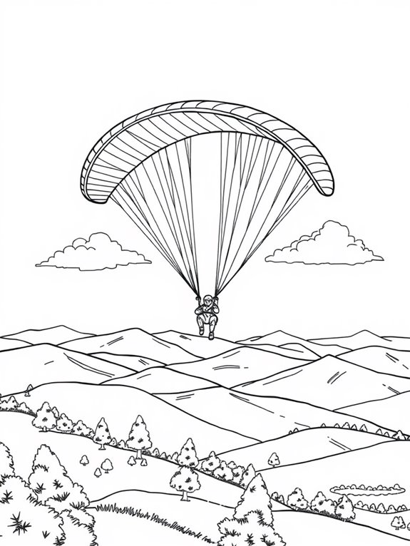 paragliding coloring page design