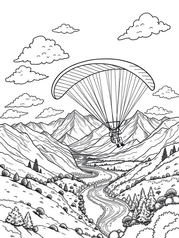 paragliding fun coloring page