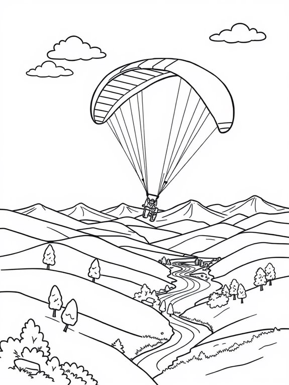 paragliding in scenic landscape