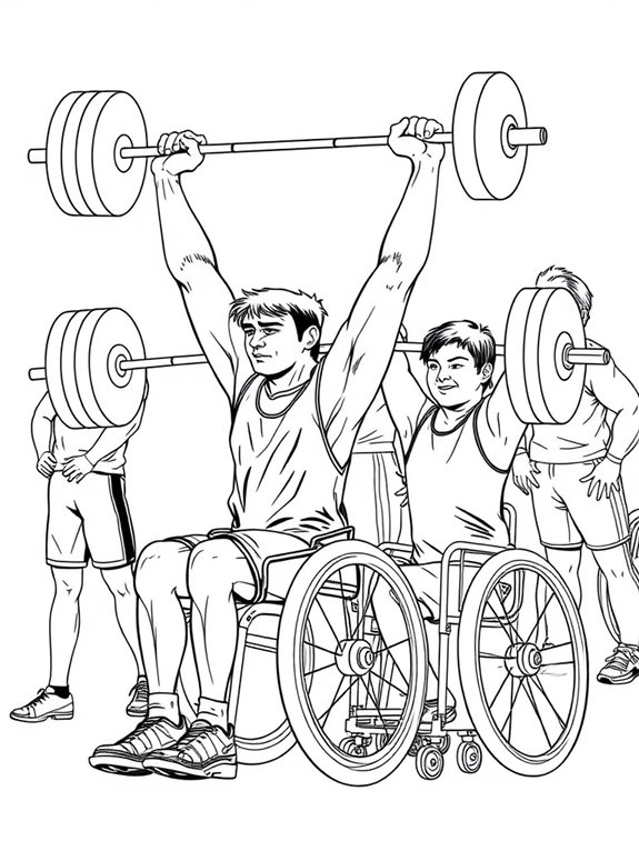 paralympic powerlifting athletes coloring page