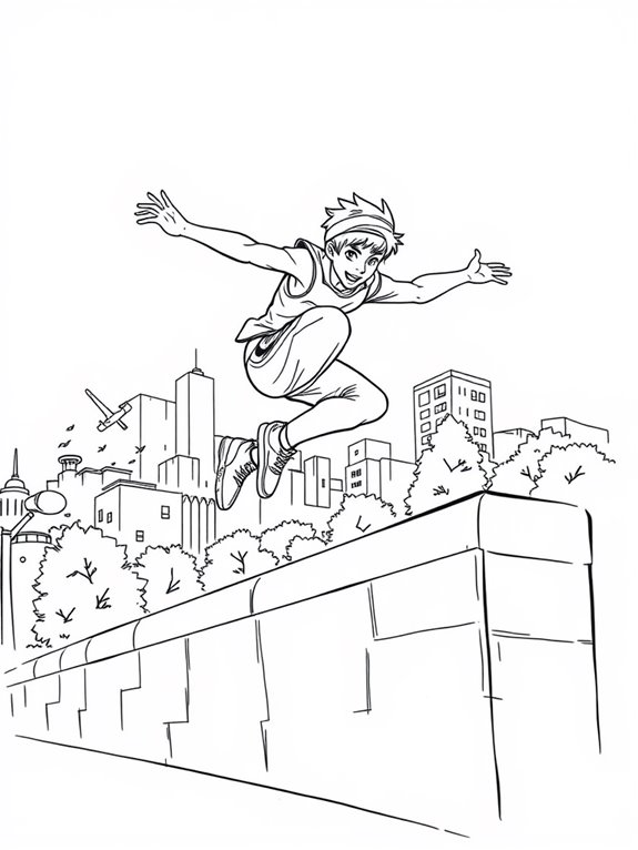 parkour coloring page fun