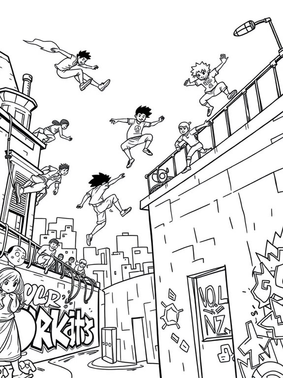 parkour themed coloring activity