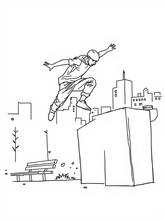 parkour themed coloring page