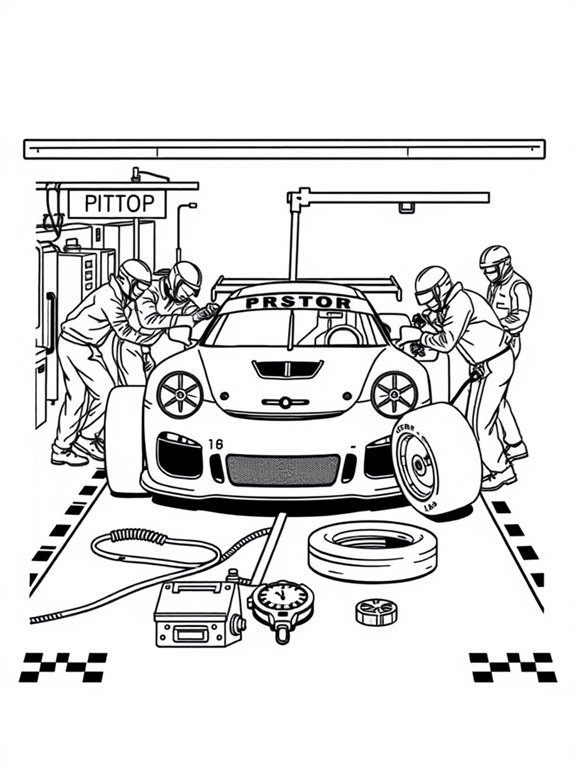 pit stop coloring page