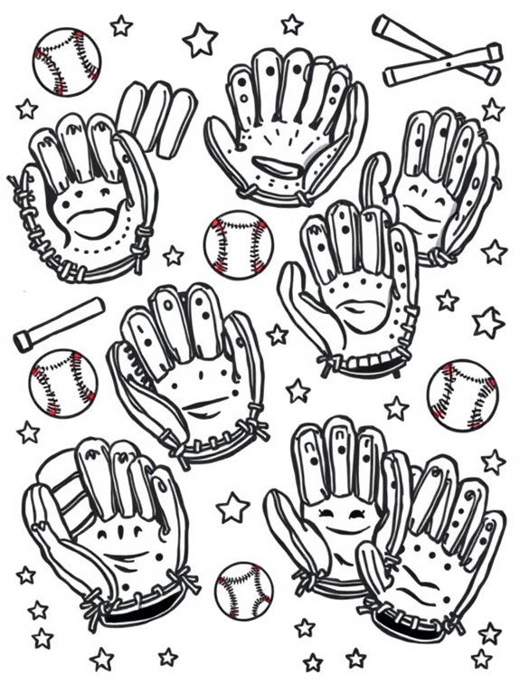 playful baseball glove doodles