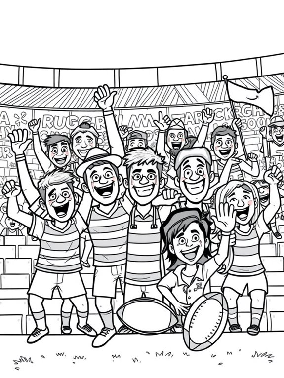 playful rugby fans coloring