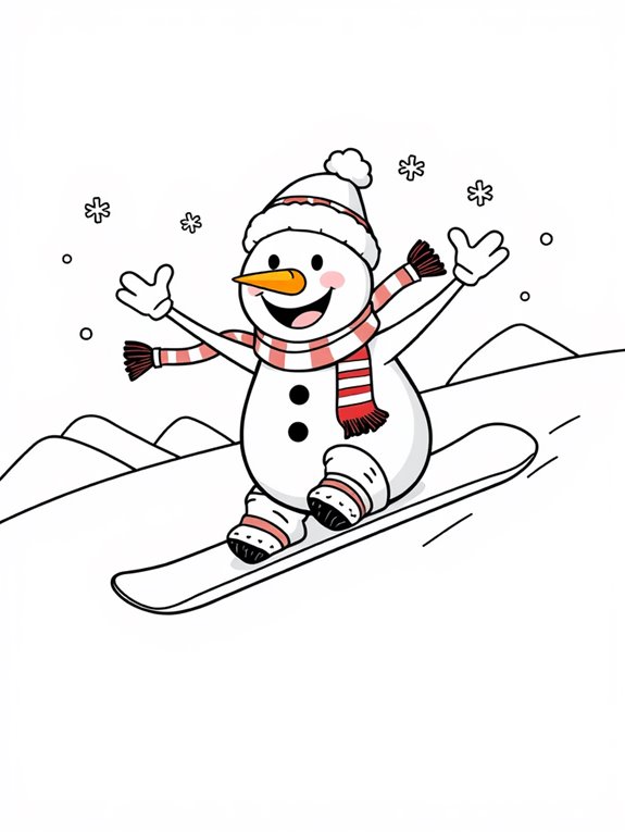 playful snowman snowboarding fun