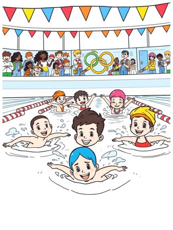 playful swimming olympic scene