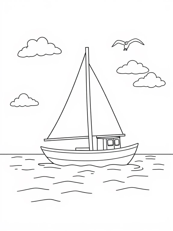 sailing boat coloring page