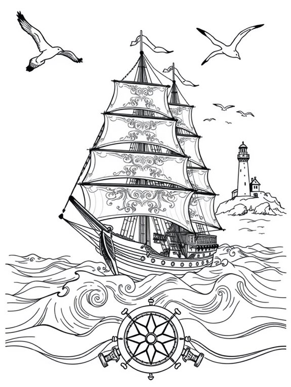 sailing themed coloring activity