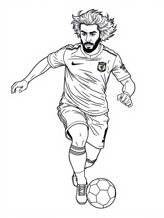 salah dribbling coloring page