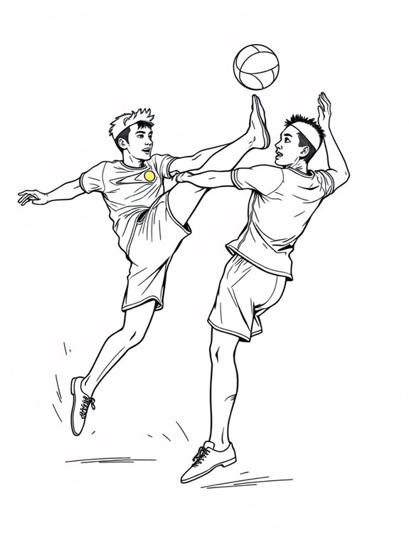 sepak takraw players coloring page