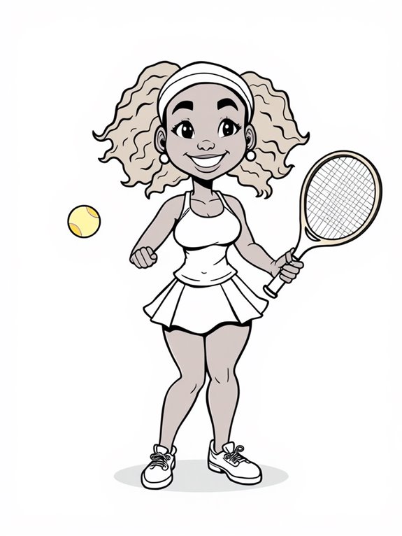 serena williams cartoon coloring