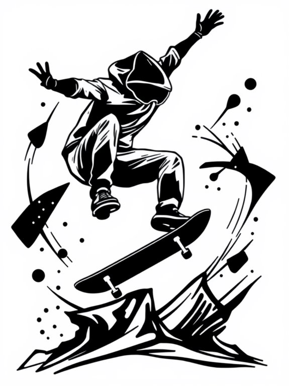 skateboarder silhouette coloring page