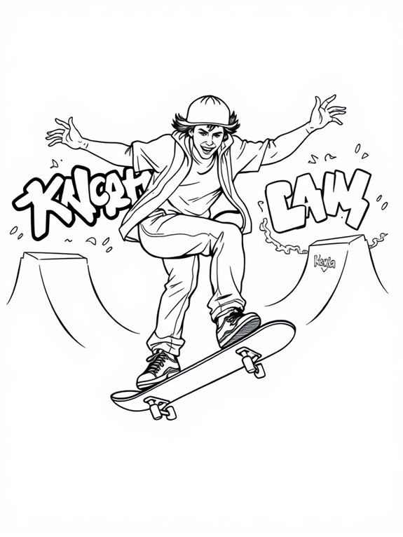 skateboarding legends coloring page