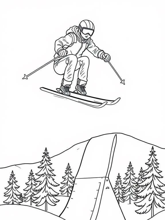 ski jumping coloring page