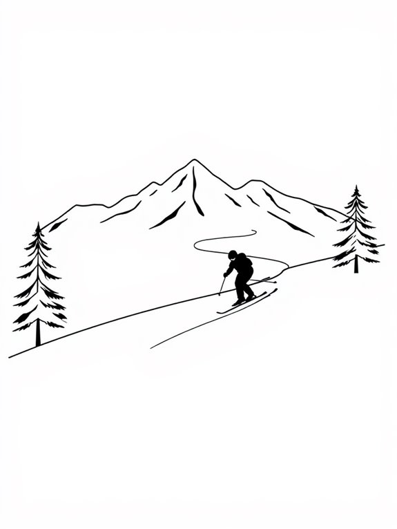 skiing coloring page design