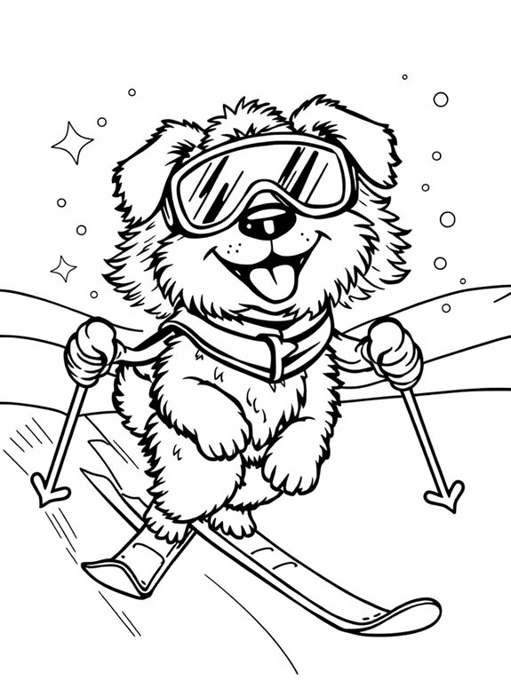 skiing dog wearing goggles