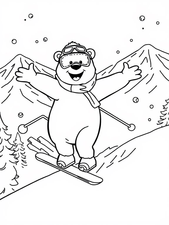 skiing polar bear art