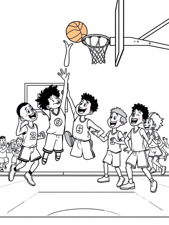 slam dunk cheerful coloring page