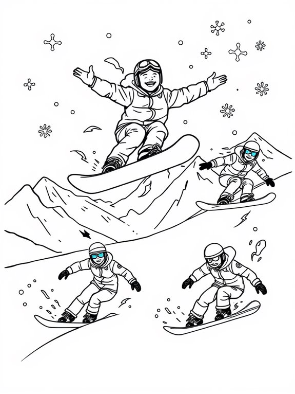 snowboarding tricks coloring page