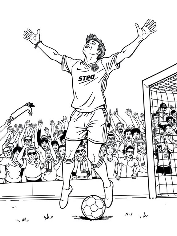 soccer goal celebration coloring page