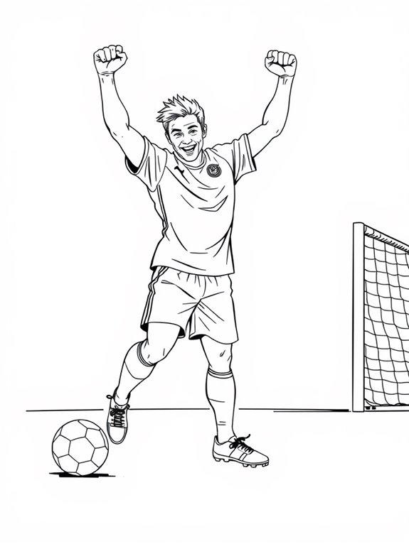 soccer goal celebration coloring page