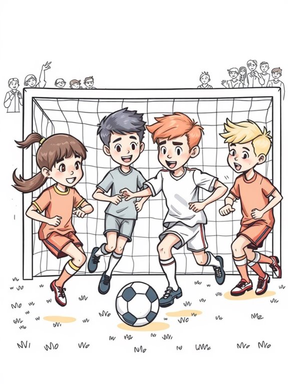 soccer teamwork coloring page