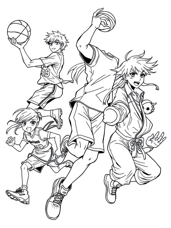 sports anime characters coloring