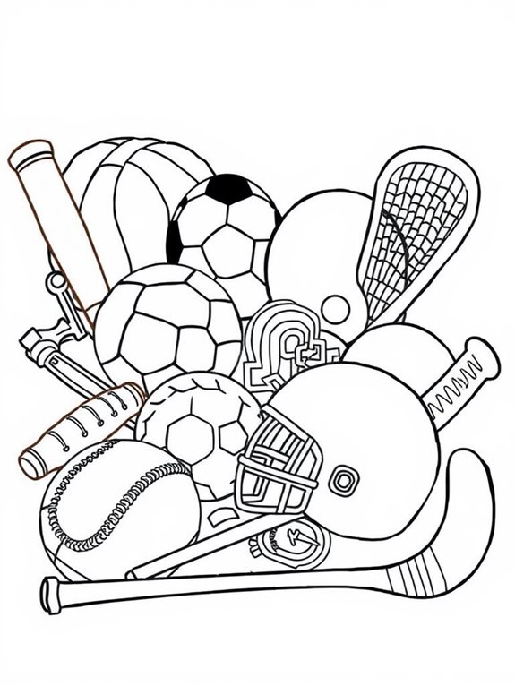 sports equipment coloring page