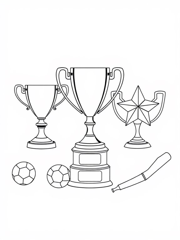 sports trophies coloring page