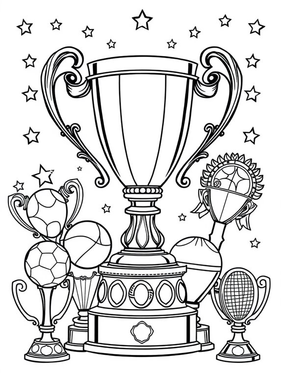 sports trophies coloring page