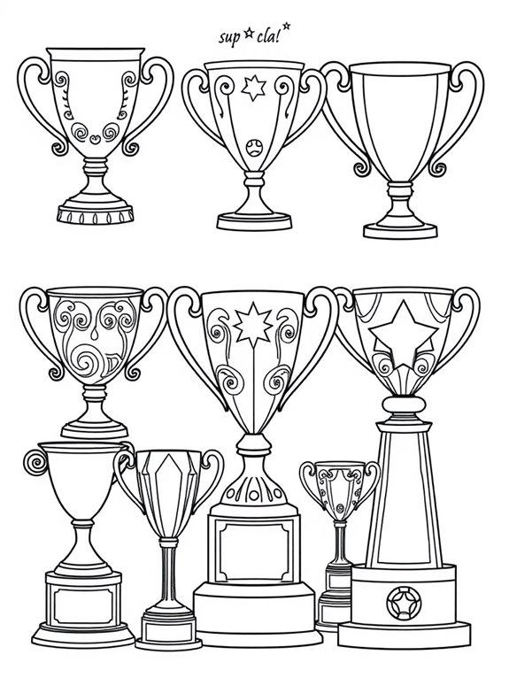 sports trophies coloring page